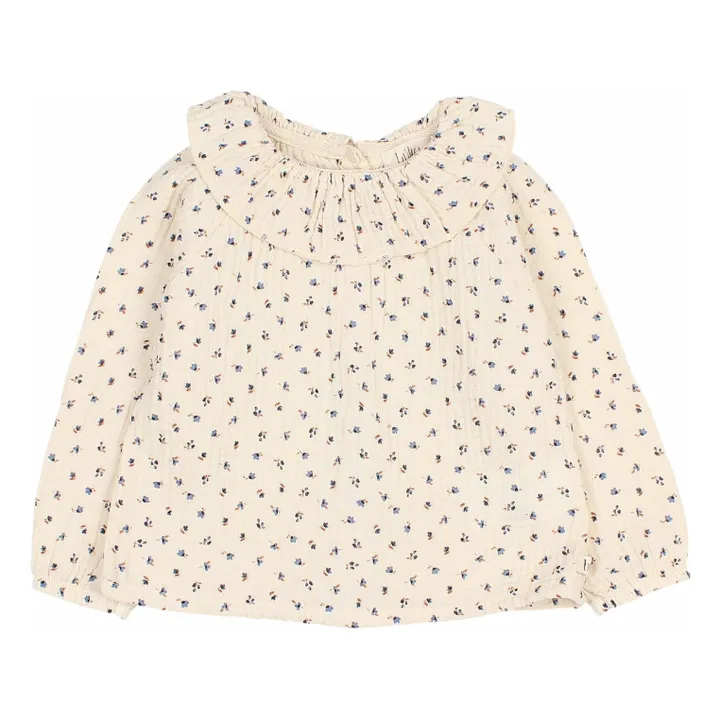 Blouse Volants Gaze de Coton Bio | Ivoire- Image produit n°0
