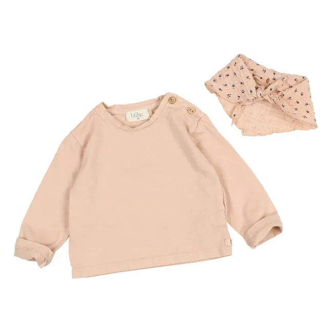 Organic Cotton Scarf T-shirt | Pink