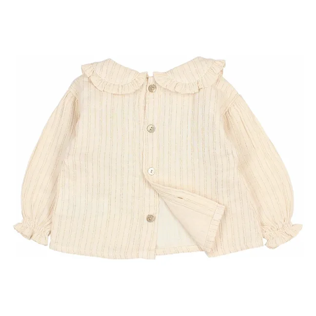 Lurex-Bluse aus Bio-Baumwolle | Elfenbeinfarben
