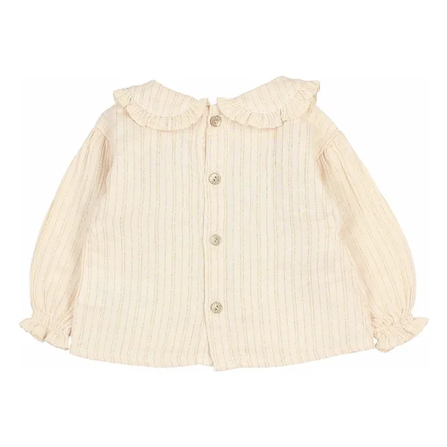 Lurex-Bluse aus Bio-Baumwolle | Elfenbeinfarben