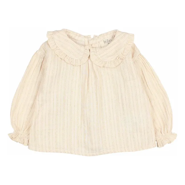 Lurex-Bluse aus Bio-Baumwolle | Elfenbeinfarben