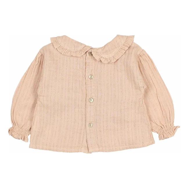 Lurex-Bluse aus Bio-Baumwolle | Rosa