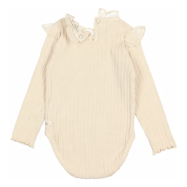 Gerippter Bodysuit | Elfenbeinfarben