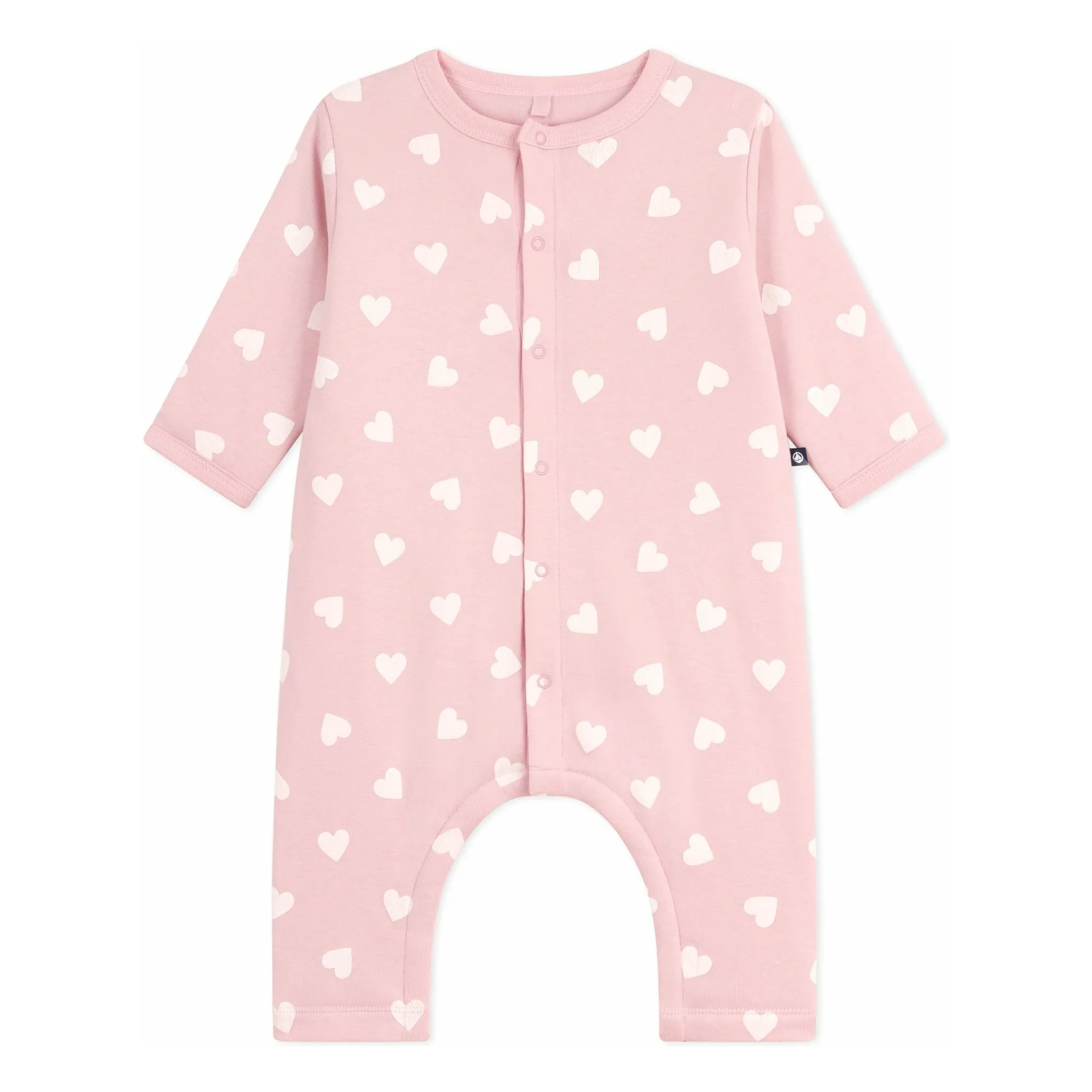 Petit Bateau Pale Pink Cotton Wadded Hearts Jumpsuit