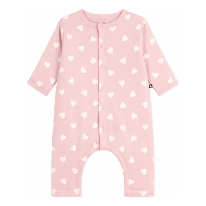 Combinaison Cœurs Coton Ouatiné | Rose pâle- Image produit n°0