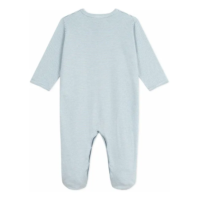 Pyjama Dors Bien Rayé Logo Coton Bio | Bleu