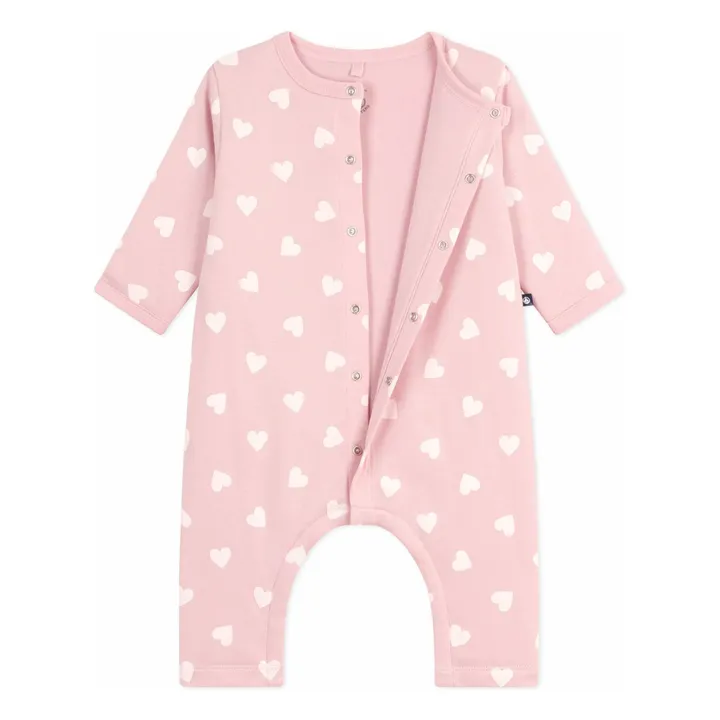 Combinaison Cœurs Coton Ouatiné | Rose pâle- Image produit n°1