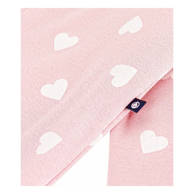 Combinaison Cœurs Coton Ouatiné | Rose pâle