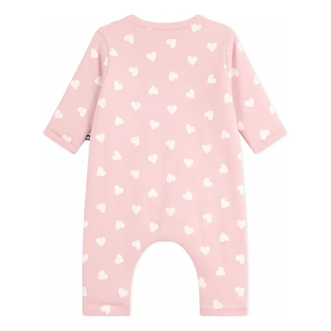 Combinaison Cœurs Coton Ouatiné | Rose pâle