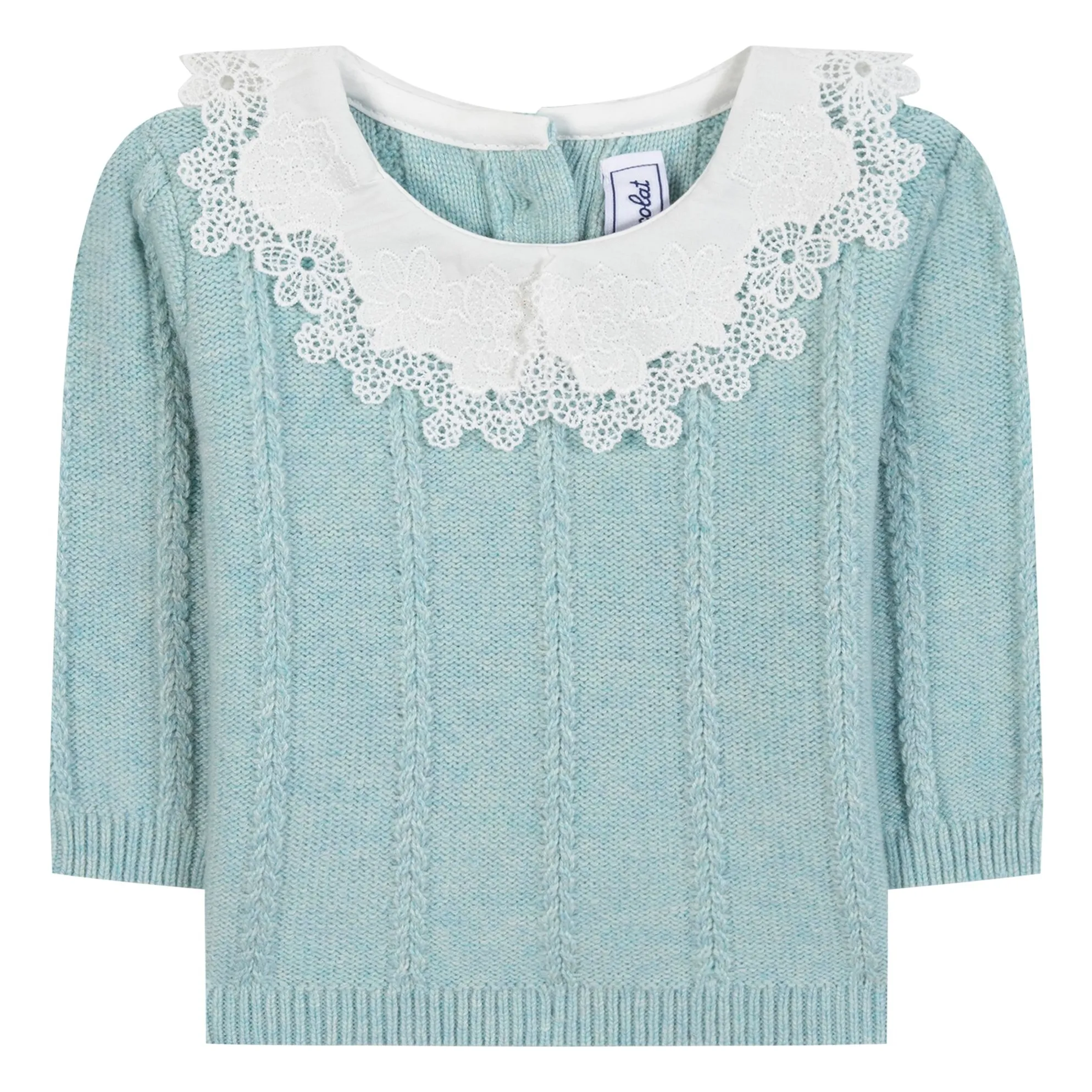 Tartine Et Chocolat Women's Green Water Wool Claudine Collar Sweater