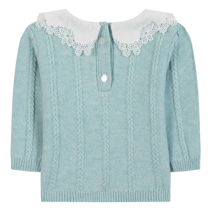Jersey de lana con cuello Claudine | Verde agua- Imagen del producto n°1