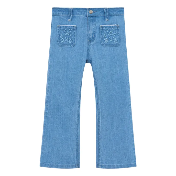 Vaqueros acampanados bordados | Azul- Imagen del producto n°0