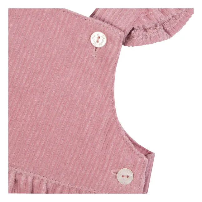 Salopette Velours Côtelé Volants | Rose pâle