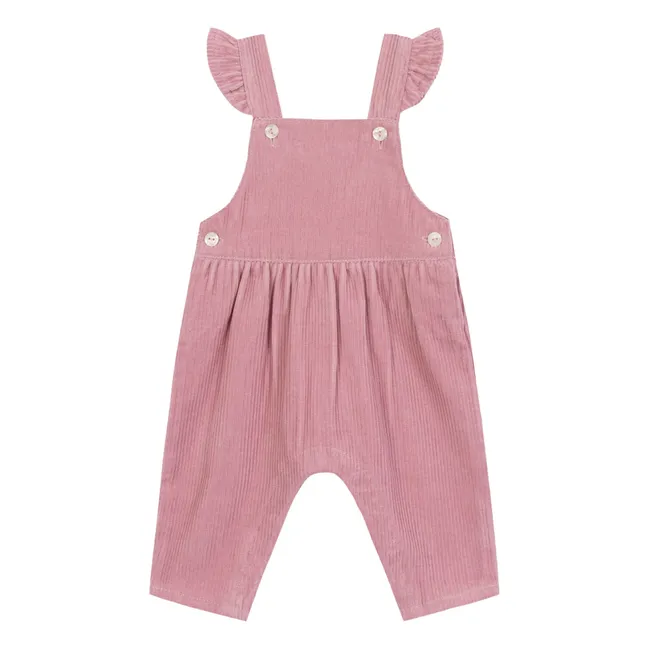 Ruffled Corduroy Dungarees | Pale Pink