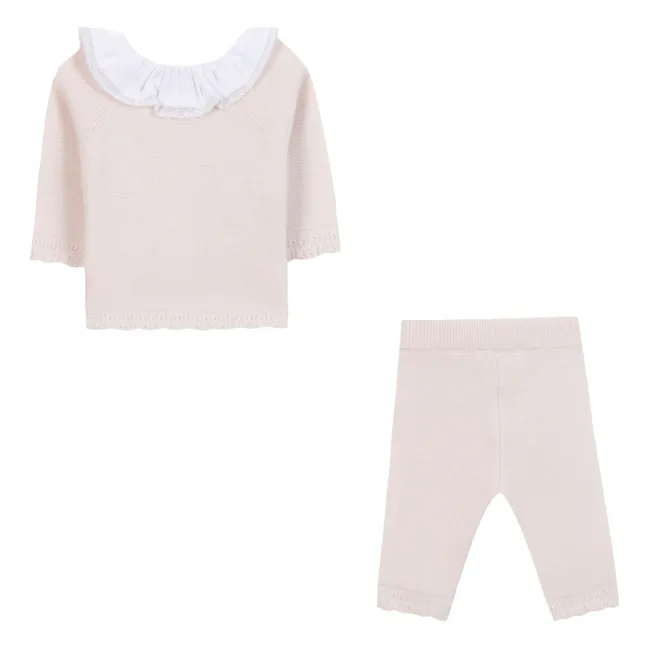 Set aus Weste und Hose aus Wolle | Blassrosa