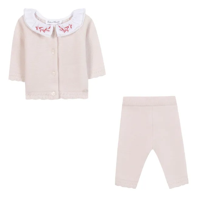 Set aus Weste und Hose aus Wolle | Blassrosa