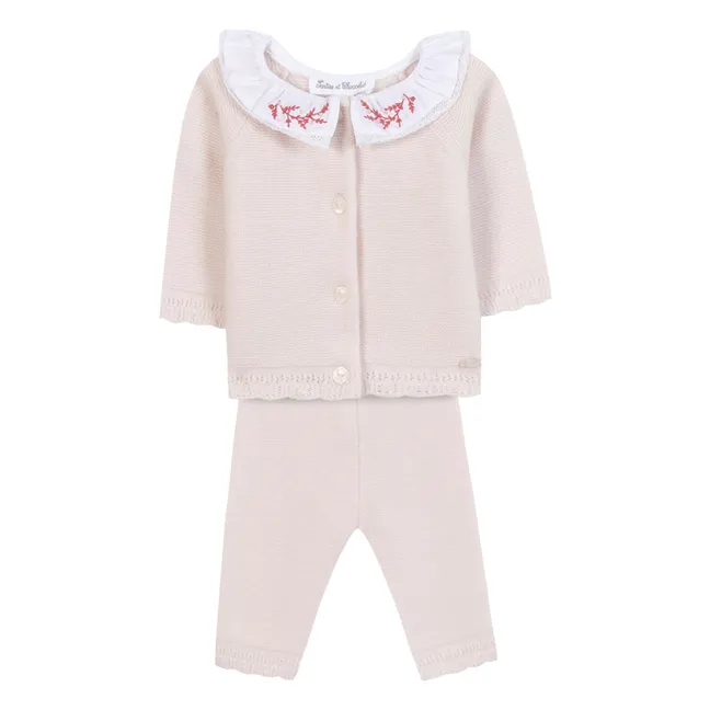Set aus Weste und Hose aus Wolle | Blassrosa