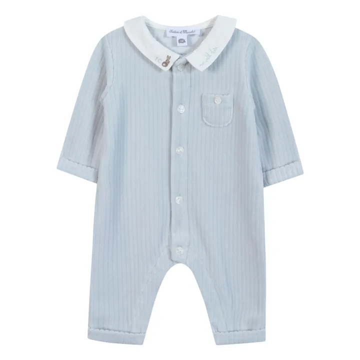 Embroidered Rabbit Jumpsuit | Light blue- Product image n°0