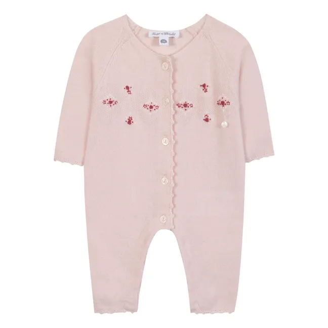 Combinaison Brodée Laine | Rose pâle