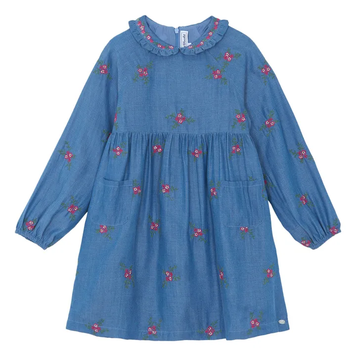 Robe Denim Brodée | Bleu- Image produit n°0