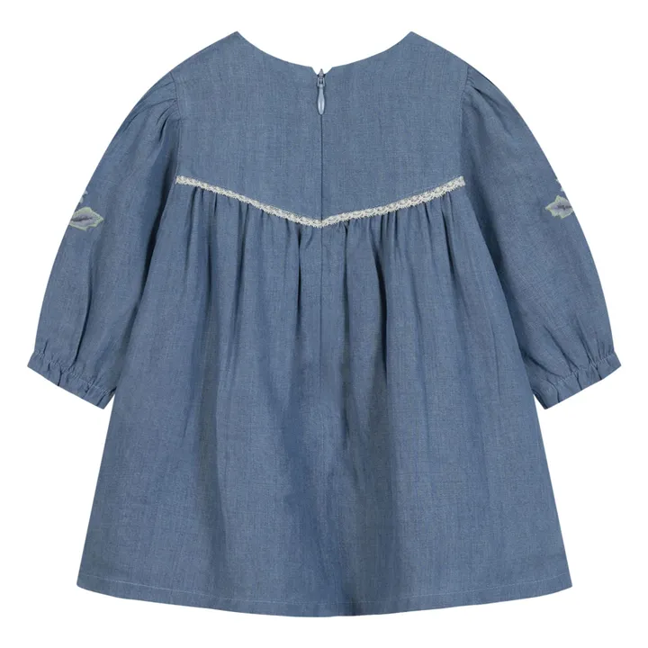 Robe Fleurie Denim | Bleu- Image produit n°1