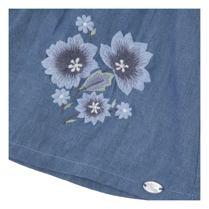 Robe Fleurie Denim | Bleu- Image produit n°2