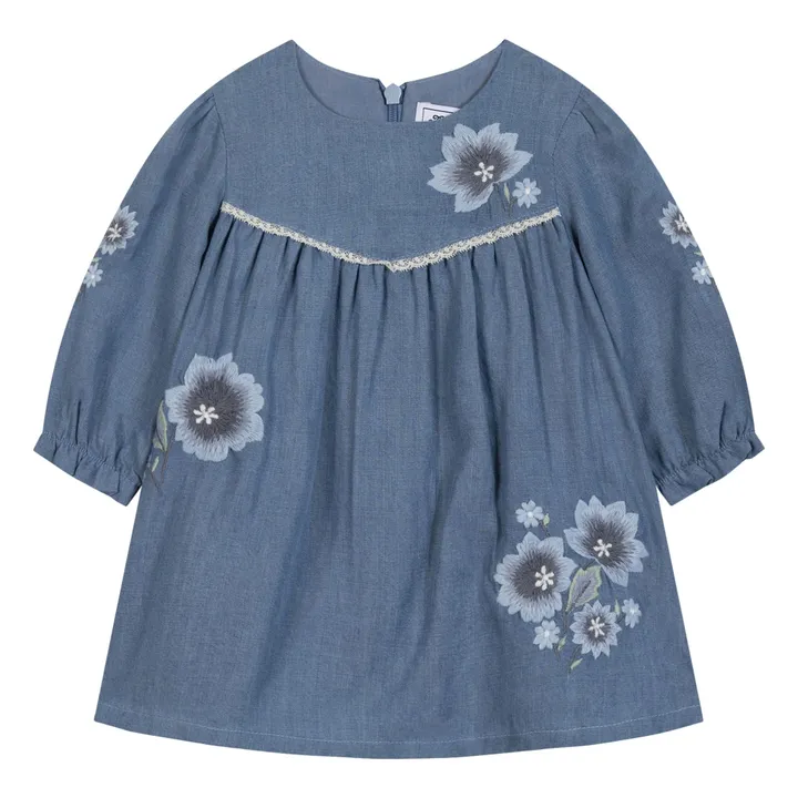 Robe Fleurie Denim | Bleu- Image produit n°0