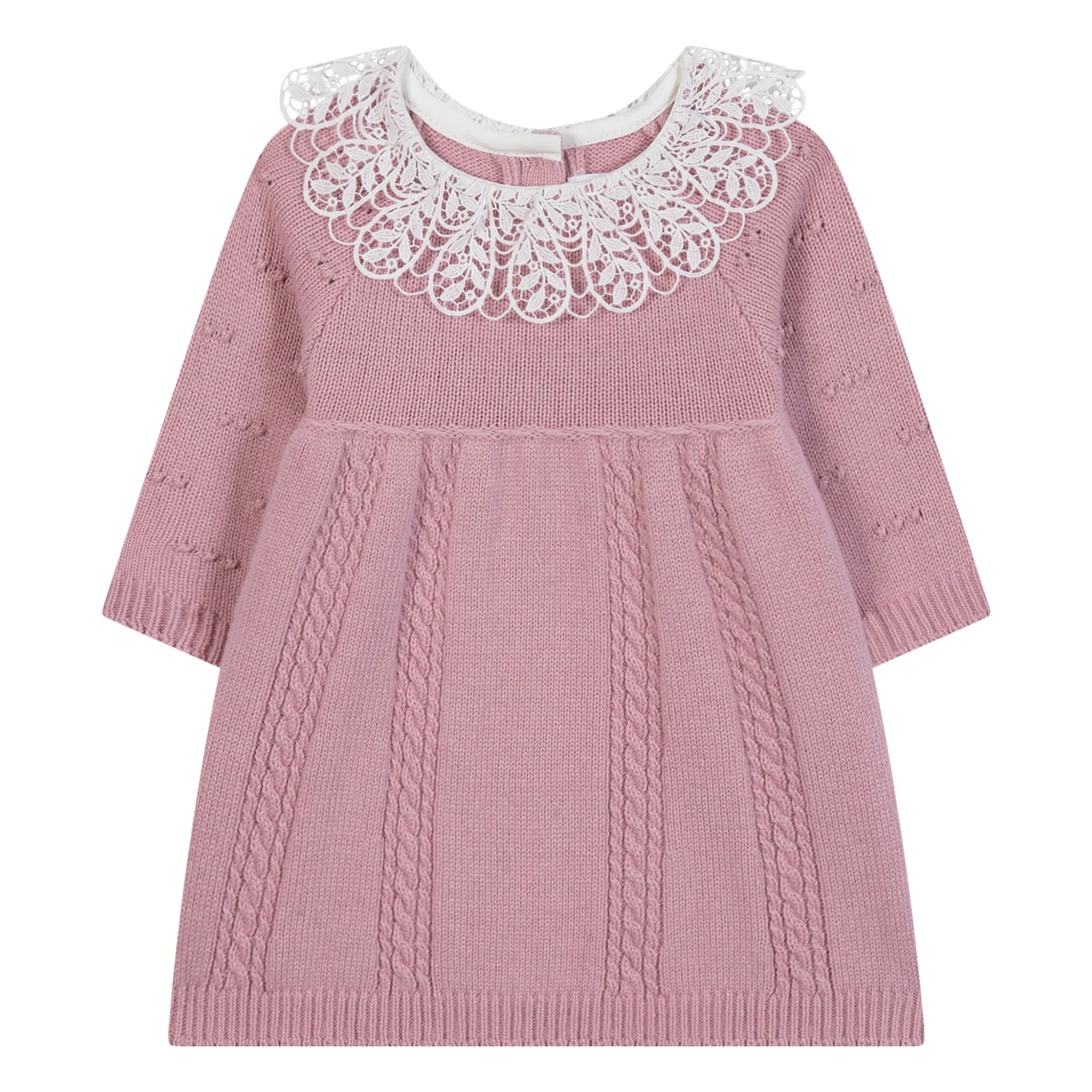 Tartine Et Chocolat Women's Pale Pink Wool Lace Collar Dress