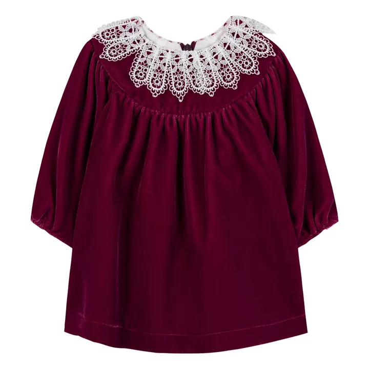 Vestido con cuello de encaje | Ciruela- Imagen del producto n°0