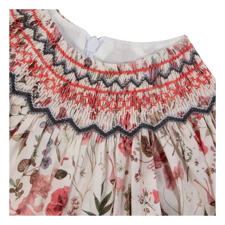Robe Fleurie Smockée | Nacre- Image produit n°2