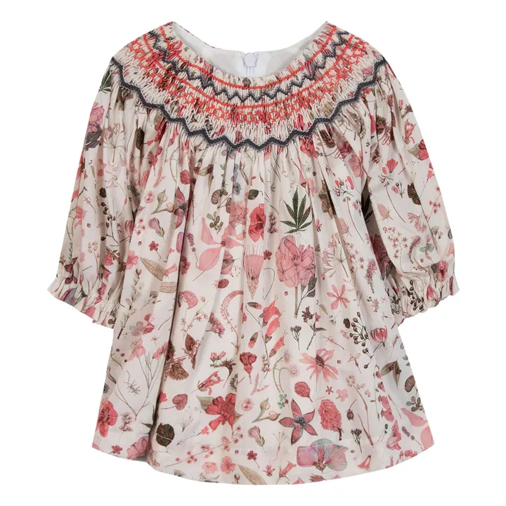 Robe Fleurie Smockée | Nacre- Image produit n°0
