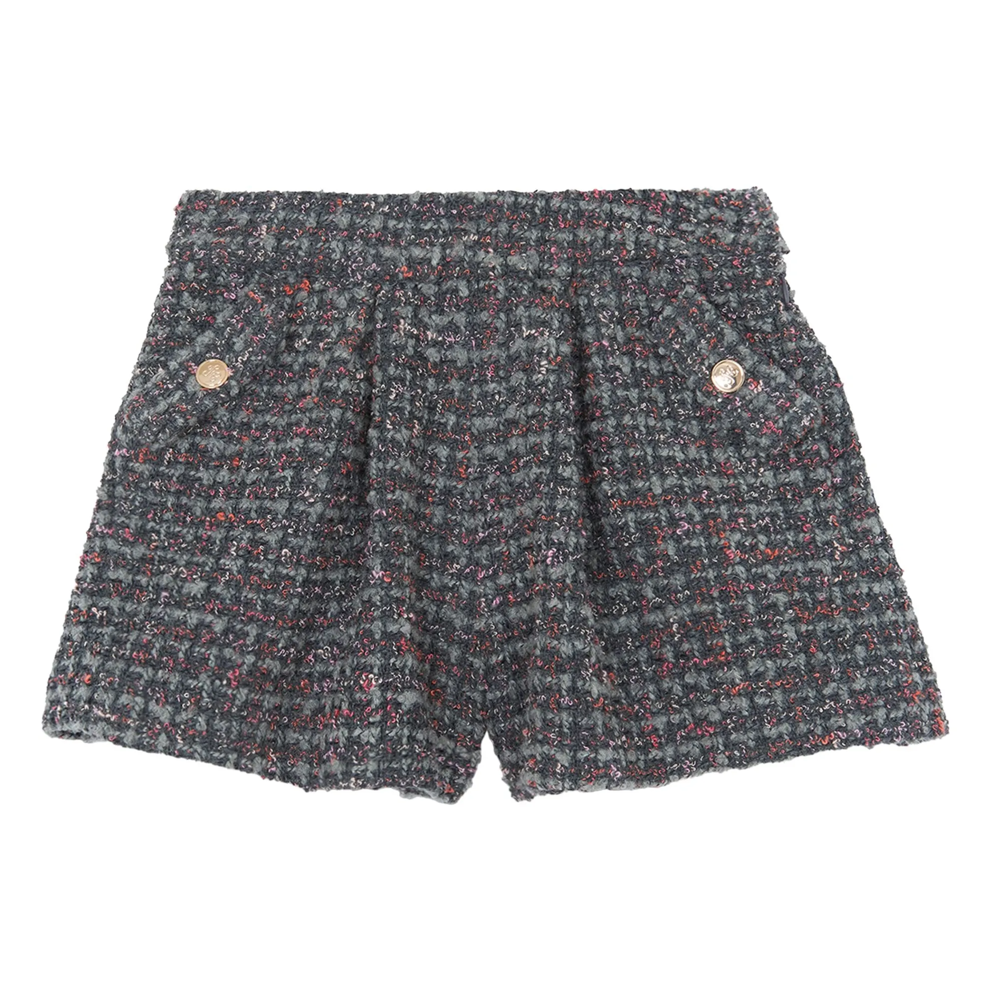 Tartine Et Chocolat Girls Dark Grey Tweed Shorts