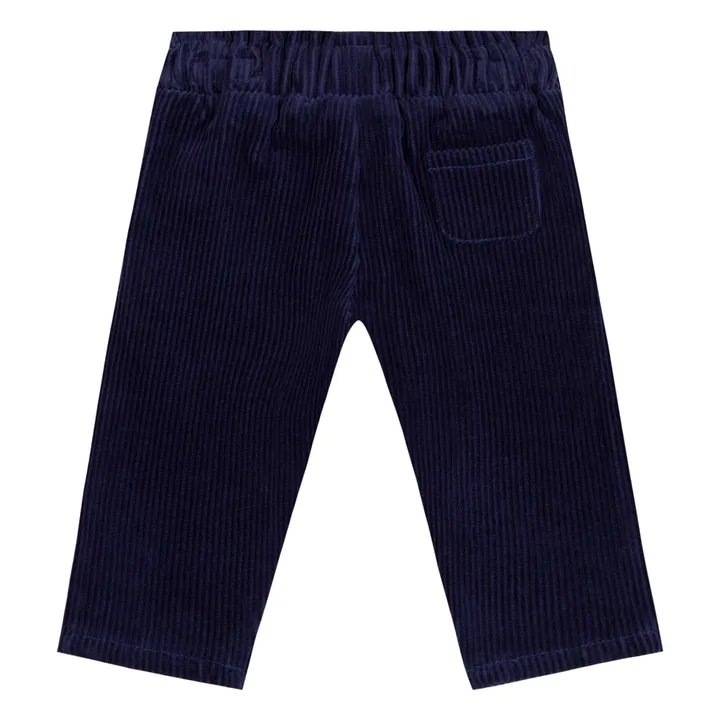 Pantalon Velours Côtelé Nœud | Bleu nuit- Image produit n°1