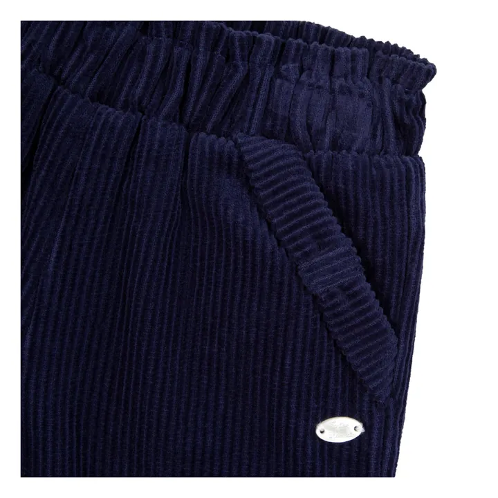 Pantalon Velours Côtelé Nœud | Bleu nuit- Image produit n°2