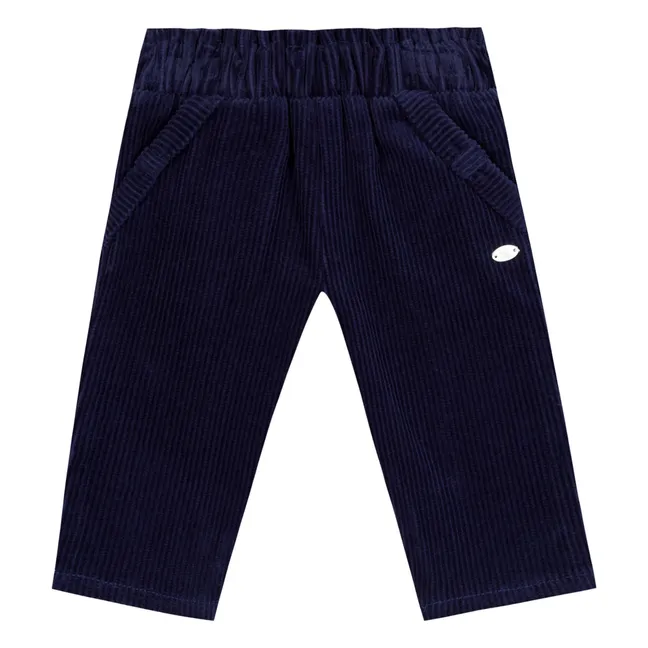 Pantalones de pana con nudo | Azul Noche