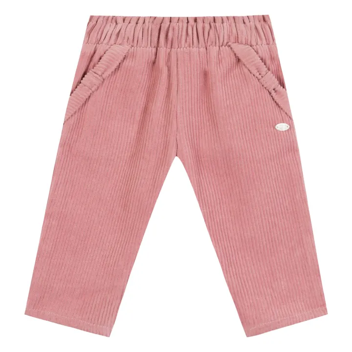 Pantalon Velours Côtelé Nœud | Rose pâle- Image produit n°0