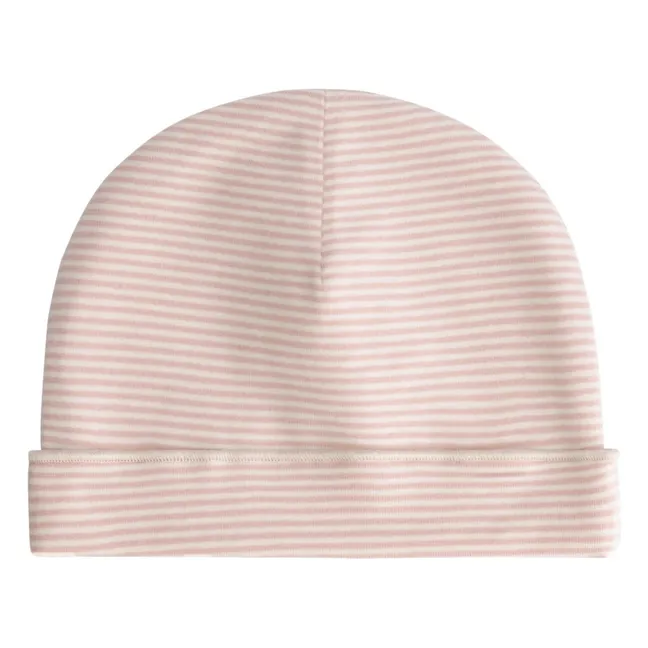 Gorro de algodón orgánico a rayas | Rosa