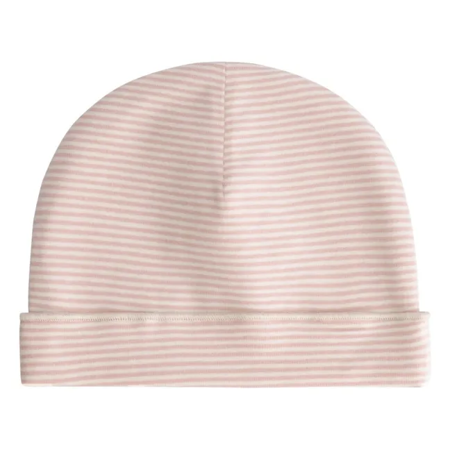 Organic cotton striped beanie | Pink