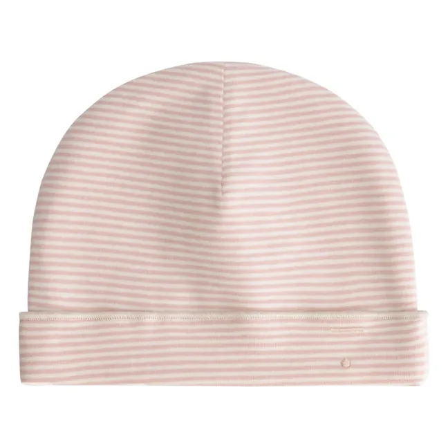 Organic cotton striped beanie | Pink