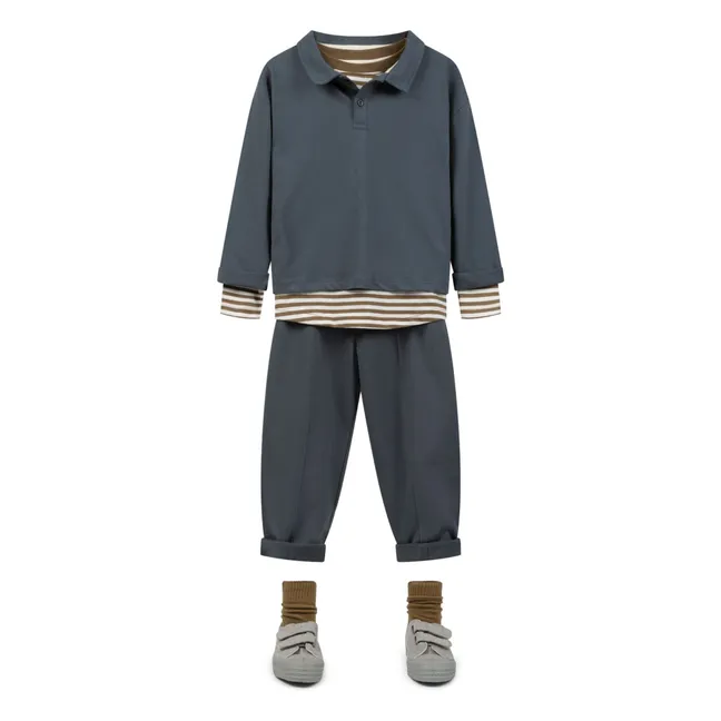 T-shirt Rayures Coton Bio | Brun kaki