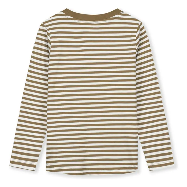 T-shirt Rayures Coton Bio | Brun kaki