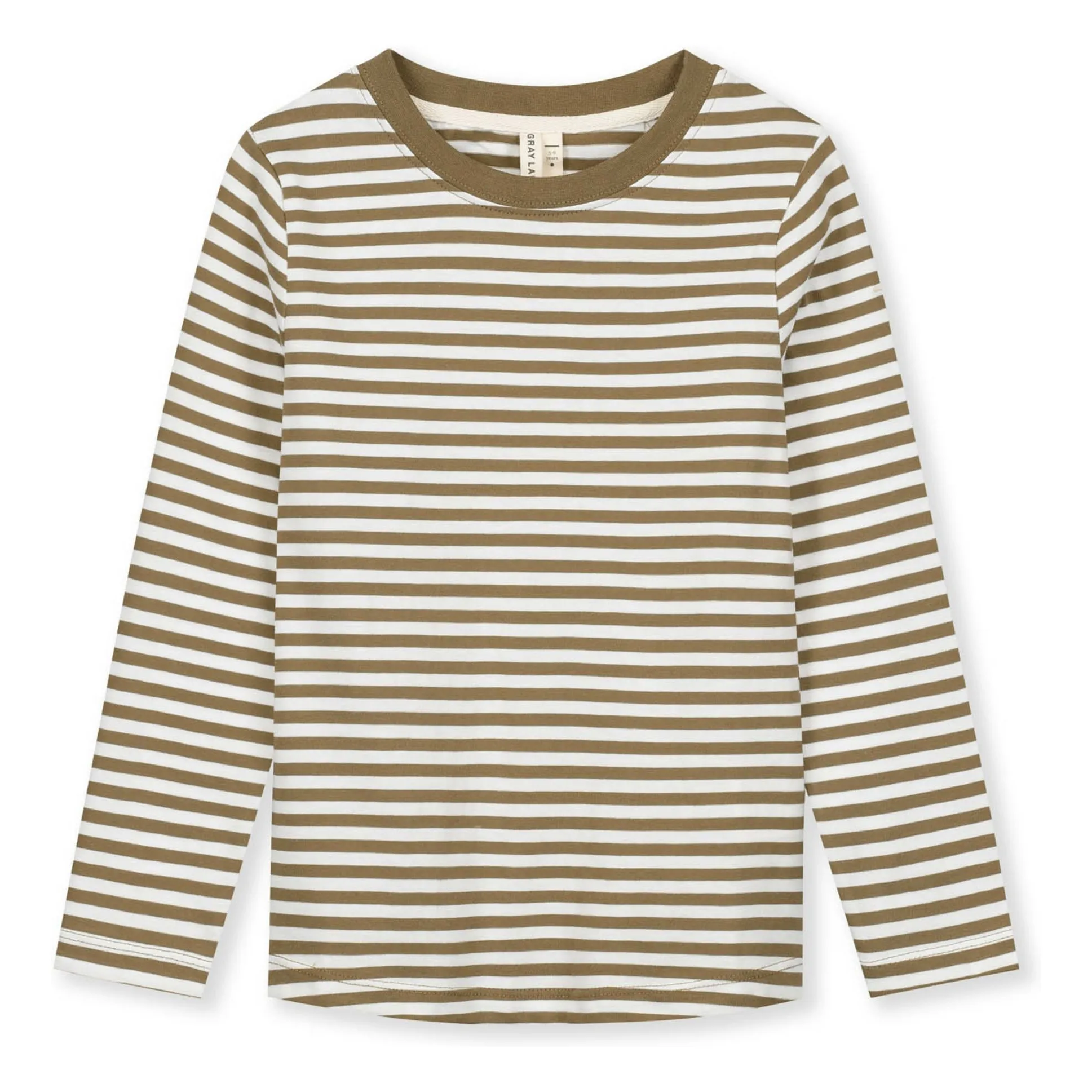 Gray Label Khaki Brown Stripes Organic Cotton T-Shirt