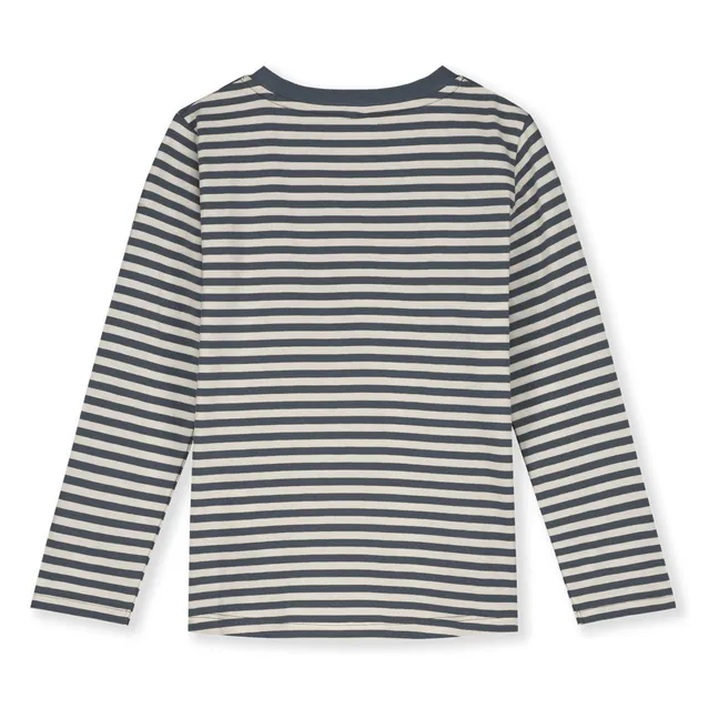 T-shirt Rayures Coton Bio | Bleu gris