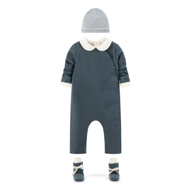 Pijama de algodón ecológico | Azul Gris