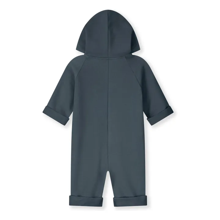 Mono con capucha de algodón ecológico | Azul Gris- Imagen del producto n°2