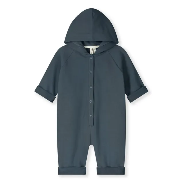 Mono con capucha de algodón ecológico | Azul Gris