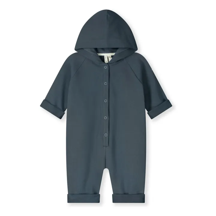 Mono con capucha de algodón ecológico | Azul Gris- Imagen del producto n°0