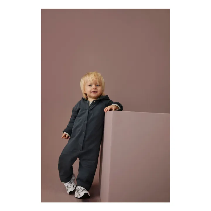 Mono con capucha de algodón ecológico | Azul Gris- Imagen del producto n°1