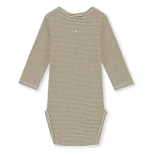 Body Rayures Coton Bio | Brun kaki