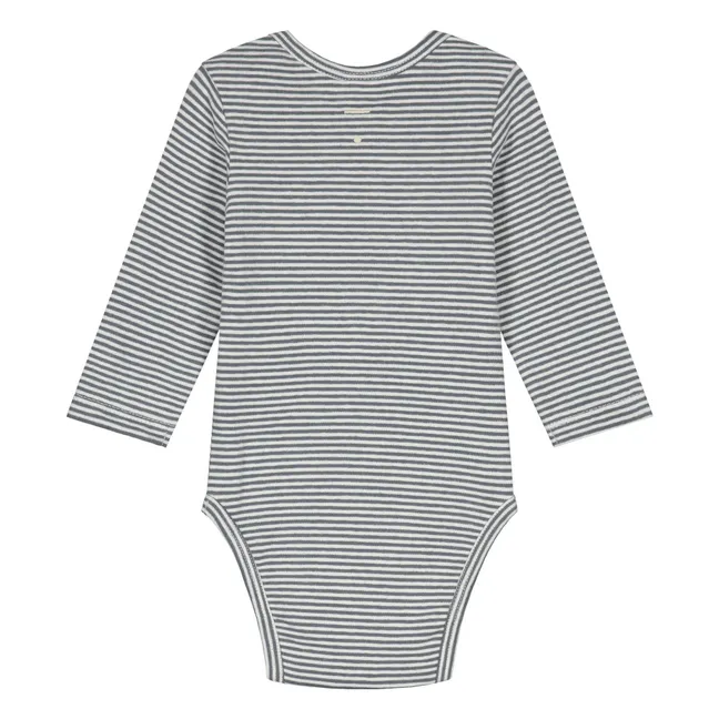 Body Rayures Coton Bio | Bleu gris